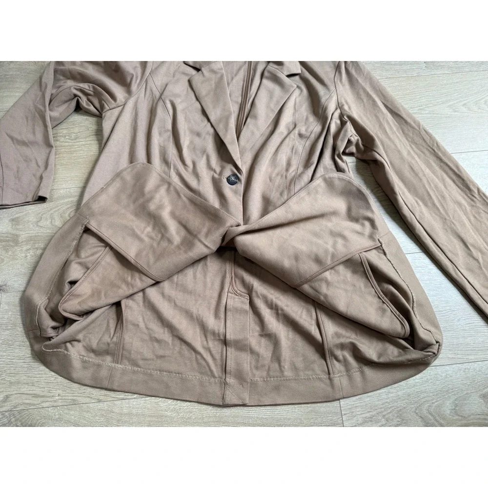 J Jill Blazer Women 1X Plus Ponte Knit Tan Stretch Classic Layer Staple Capsule